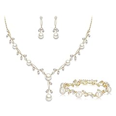 Necklace+Earrings+Bracelet_Clear Gold-Plated-Brass
