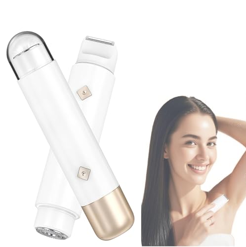 Rasierer Damen，2025 NEW IPX8 Intimrasierer für Frauen Elektrisch，2 in 1 Intimrasierer für Frauen für Bikinizone，Gesicht und Körper，Wasserdichte & Hautfreundliche Bikini Trimmer für Damen(Weiß)