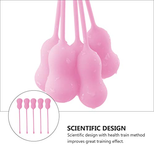 HEALLILY 5 peças de bola de encolhimento feminina vaginal haltere de silicone para exercícios (rosa)