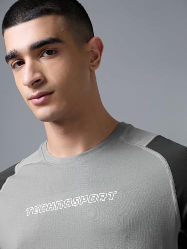 Image of TECHNOSPORT Men's Slim Fit Half Sleeve Crew Neck T-Shirt, TECHNOCOOL+ Quick Dry Moisture Wicking Stretchable Sports Gym and Casual Wear