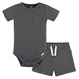 Gerber Baby Bodysuit and Shorts Set, Dark Grey, 3-6 Months