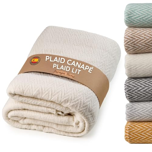 Plaid canapé élégant et durable, couverture multiusos pour lit et canapé, plaid grande taille, jeté de canapé en 100% coton, idéal pour l’hiver et...