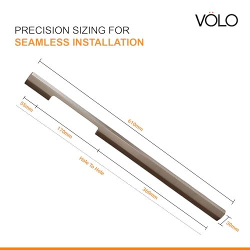 Image of VOLO Wardrobe and Cabinet Pull Handle - Versatile Handles for Wardrobes, Drawers, Sliding Closets, and Doors in Kitchens, Offices, and Bedrooms (SAC-35) (Satin, 600MM (24 Inch)) Pack of 1 Piece