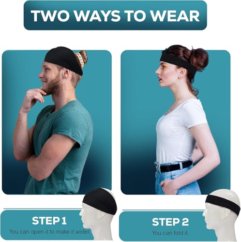 Image of Relix Sports Headband for Men (Pack of 5) - Moisture Absorbing Workout Headband, Sweatband Headbands for Running, Cycling, Football, Yoga, Unisex Hairband