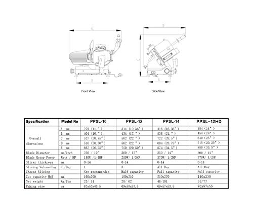 Commercial Meat Slicer 14 Inch Blade, Heavy Duty Food Slicer Aluminum Deli 1/2 Hp, Preppal Ppsl-14 #TOP6