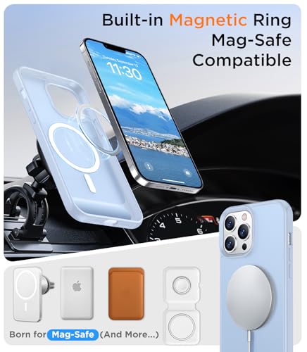 Image of Magnetic Compatible with iPhone 13 Pro Max Case, [Built-in Invisible Kickstand][Compatible with MagSafe] [Military Grade Shockproof] Slim Translucent Matte Phone Case for iPhone 13 Pro Max 6.7 inch