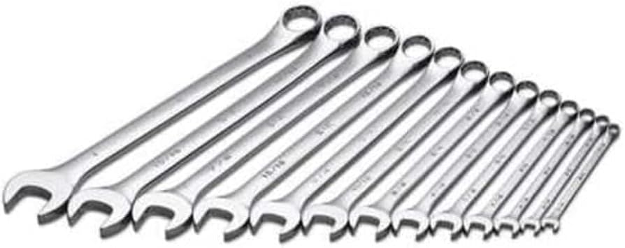 SK Tools USA 13 Piece, Long Pattern, 12 Point, SAE SuperKrome Combination Wrench Set 1/4" - 1" | 86017