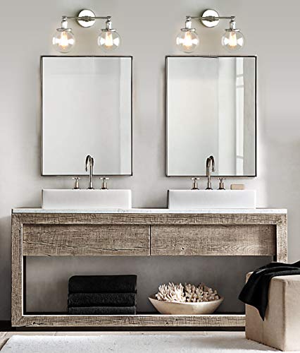 Phansthy 2 Lights Wall Sconce Industrial Wall Light Fixture With Dual 5.9 Inches Handmade Globe Glass Lampshade (Chrome) #TOP2