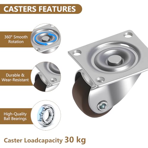 12 PcsRuedas para Muebles Pesados Pequeñas, 23 mm Ruedas Giratorias PequeñasRuedas de Goma para Muebles, Ruedas de 360 Grados para Mesa Electrodomésticos, con Tornillos - imagen 3