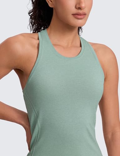 Image of CRZ YOGA Seamless Racerback Tank Waist Length | Training, Chafe-Free, Slim Fit, Crewneck, Mesh Vents, Workout, Sleeveless Tops for Women