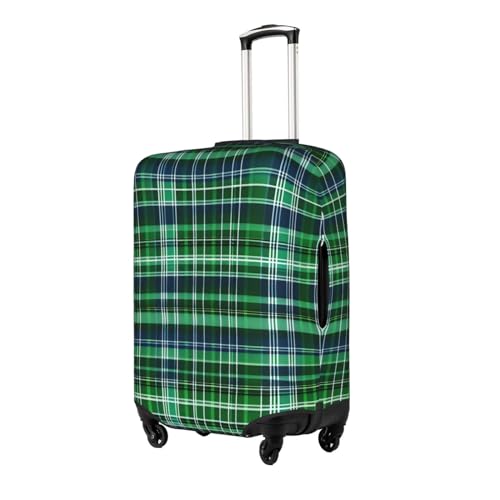 Blue And Green Scottish Tartan Print Luggage Cover For Suitcases, Travel Case Protector, Simple & Convenient Installation2