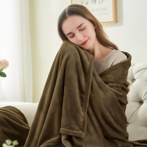 Image of BEDELITE Fleece Blanket Soft Warm Chocolate Brown 60 inchx80 inch Throw