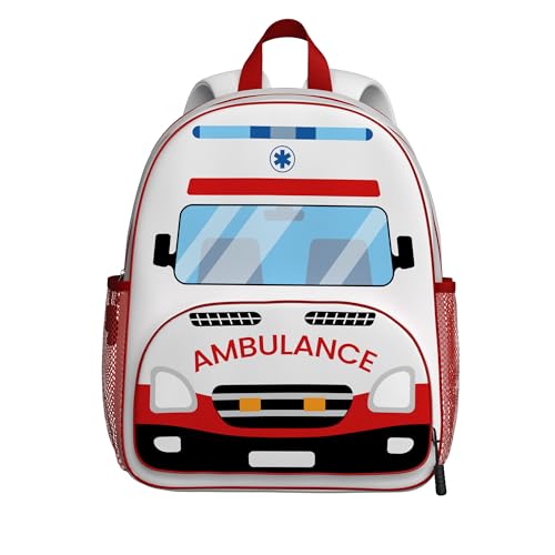 Ambulance Toddler Backpack for Little Kids Water Resistance Kindergarten Preschool Bags Children Schoolbag Cute 3D Animal Cartoon Backpacks Gifts for Baby Boys Girls