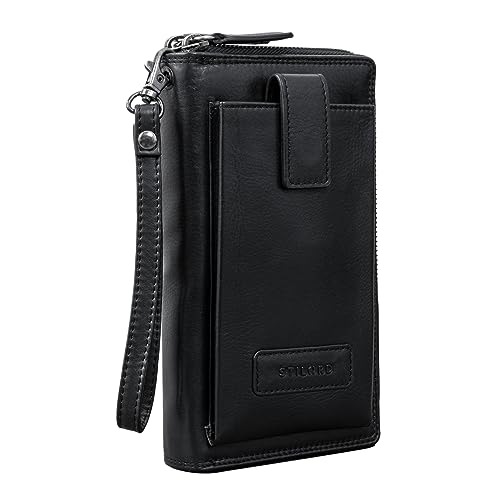 STILORD Kieran Reisebrieftasche Leder Reise-Geldbörse mit Handyfach Handgelenktasche viele Fächer XL-Brieftasche RFID-Blocker Echtleder Vintage Farbe:schwarz