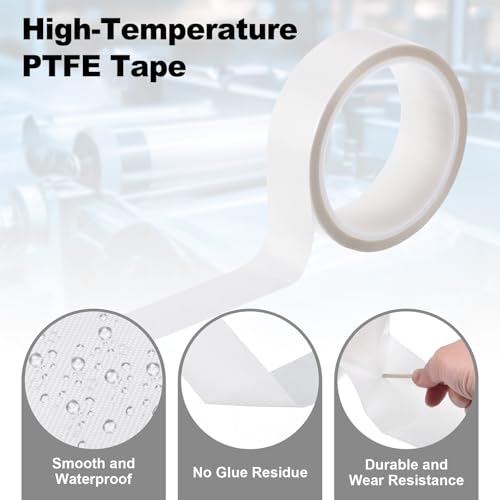 Image of PATIKIL Heat Resistant Tape, 1.2 Inch x 33 Feet High Temperature Tape PTFE Adhesive High Heat Tape Waterproof for Vacuum Sealer Machine Insulation Protection, White, 0.13mm Thick