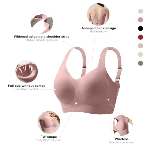 Fittingirls Women's Plus Size Wireless Bra No Underwire Seamless Full Coverage Push Up High Support Purple — view 2