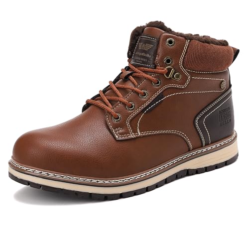 AX BOXING Winterschuhe Herren Gefüttert Warm Winterstiefel Herren Mode Winterboots Rutschfest Schneestiefel Größe 41-46 EU(Mattes Dunkelbraun, 43 EU)