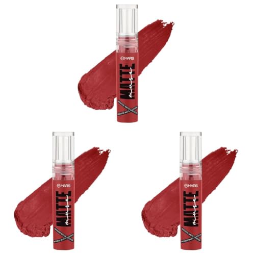 Image of MARS Matte Muse Mousse Lipstick (3ml) (15-ROYAL HIGHNESS) with Doe-Foot Applicator | Highly Pigmented | Smooth Texture | Hydrating Formula | Blurry Lips Effect (Pack of 3)