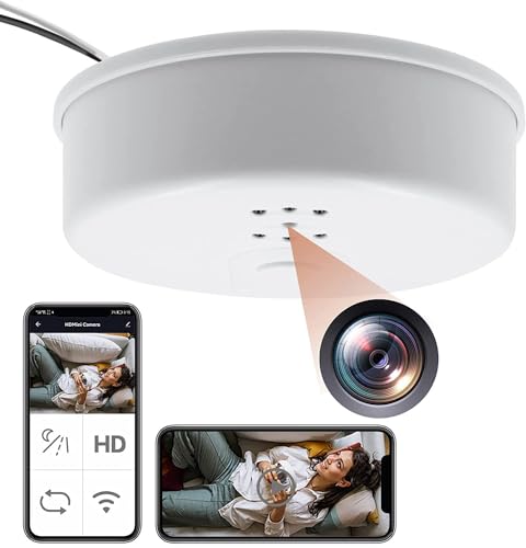 Hidden Camera Smoke Detector, Spy Camera for Home Surveillance with Night Vision Motion Detection, 1080P Security Cameras Indoor Wireless WiFi Cam for Home Office Nanny