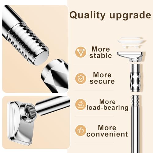 Tringle rideau extensible sans perçage acier inoxydable pour douche gris - 6