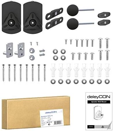 deleyCON 2x Universal Speaker Wall Mounts Loudspeaker Wall Mountings Tilt + Swivel up to 10 Kg Load Weight Ceiling Mounting + Wall Fitting - Black