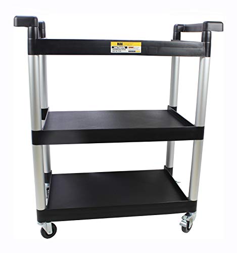 MaxWorks 80774 3-Shelf Utility Plastic Cart with Wheels-225 Lbs Maximum Capacity , Black by MaxWorks - Image 3