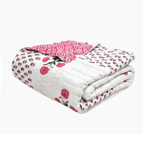 Image of BLOCKS OF INDIA Hand Block Printed Cotton King Size Quilt /Rajai | Design 47
