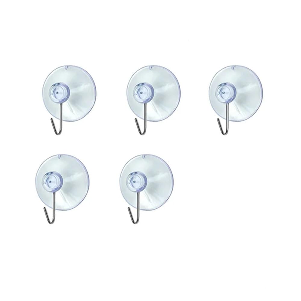 Maonativey Yellow 5 Pcs Suction Cup Hooks, Removable Transparent Suction Cup Sucker Wall Hooks Hanger,Affixed To Any Smooth Surface For Bathroom Kitchen Shower Towel Wall Hooks Hangers Accessories(45Mm)