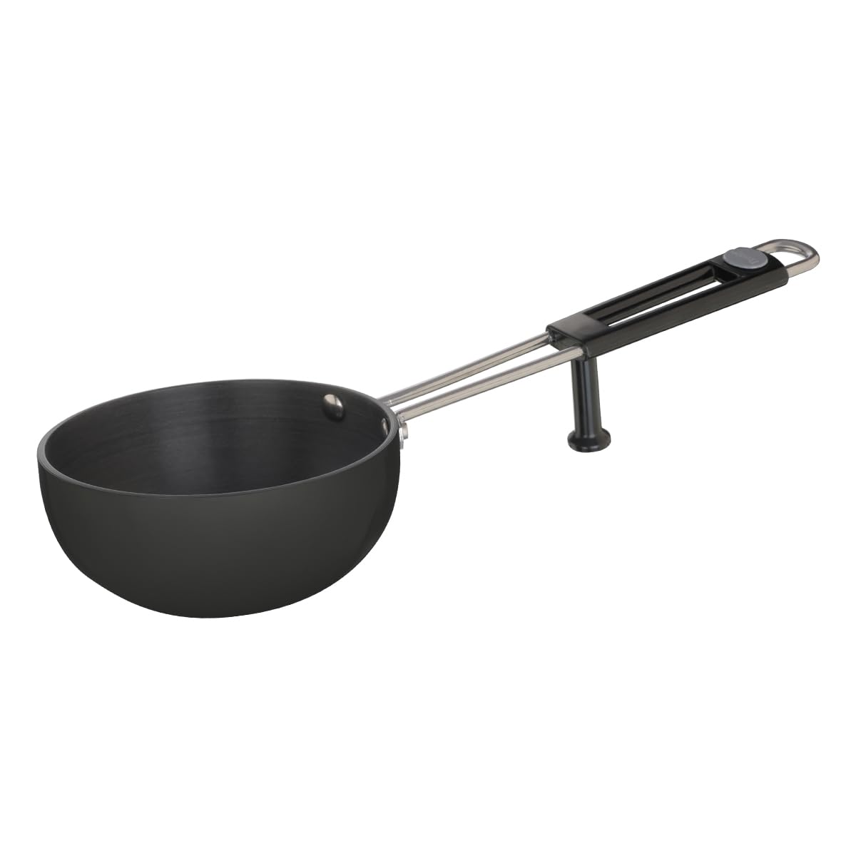 Prestige Black Hard Anodised Cookware Stunning Looks And Durable Tadka Pan (Hard-Anodised, In-Built Stand, Sturdy Handle 130 Mm)