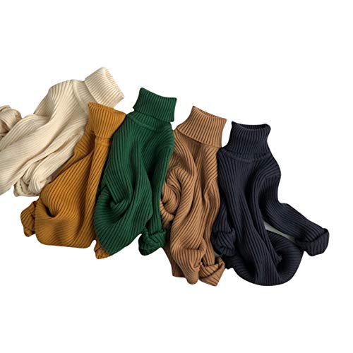 Tinxiea Baby Boys Girls Warm Sweaters Knit Turtleneck Soft Toddler Blouse Pullover High Collar Solid Children's Sweater (Green, 4-5T) #TOP4