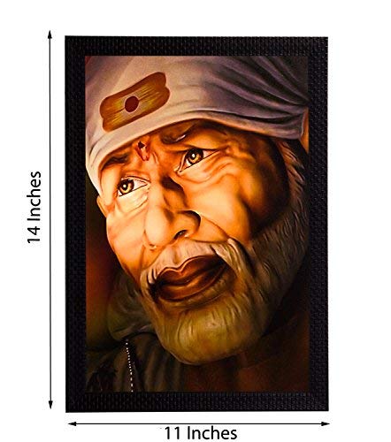 Pintura Sai Baba Raso Matt enmarcada antirreflejos para decorar paredes oscuras sin brillo 3