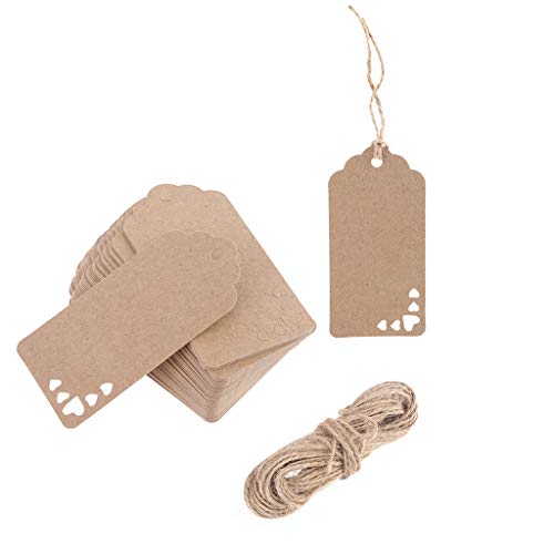 qiuxiaoaa 100 Pcs Coeur Kraft Papier Cadeau Étiquettes Suspendues De Noce Faveur Étiquette Prix Cartes Kraft Papier Tag Peau De Vache Cover