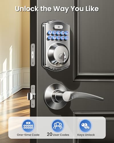 Veise Keyless Entry Door Lock with 2 Lever Handles - Electronic Keypad Deadbolt, Easy Installation Digital Smart Front Door Lock Set, Satin Nickel thumbnail 2
