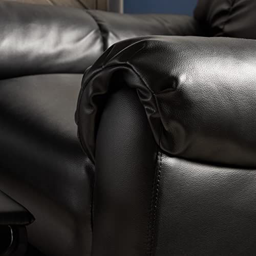 Clickdecor Recliner Chair Living Room Upholstered Armchair For Modern Home Theater Lounge Seating, Bonded Leather Black #TOP4