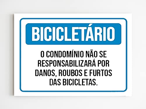 Placa de sinalização bicicletário condominios aviso A4 20X29