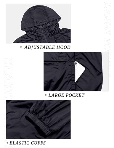 Image of Little Donkey Andy Mens Water-Repellent Windbreaker Packable, Ultra Light Quick-Dry Light Jacket Half Zip Pullover