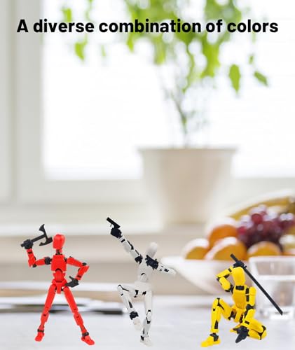 Image of Action Figure, 3 Pcs Dummy 13 Action Figure, T13 Multi-Jointed Poseable Action Figure Toys, Yellow White Red Titan Collectible Figures for Enthusiasts & Collectors