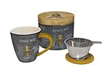 LANG - Honey Bee - 17 Oz. Ceramic Tea Infuser - Stainless Steeper, Ceramic Cover & Mug - Art by Chad Barrett