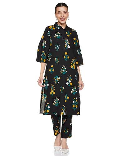 Image of Amazon Brand - Myx Women's Printed Kurta and Pant set in Cotton (Available in Plus Sizes)