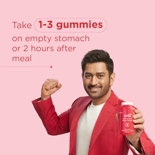 Image of Arth Chelated Iron Supplement For Women & Men - 60 Gummies | 6X Higher Absorption | With Ferrous Ascorbate | For Haemoglobin, Anemia, Blood Building & Reduced Fatigue | Gut Friendly |Cranberry Flavour