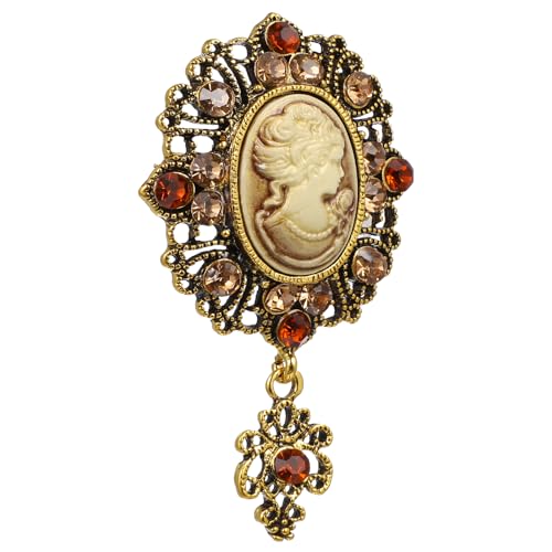 Fenical Spilla vintage foto bellezza spilla cammeo spilla stile antico, Cristallo, Cristallo