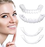 2 Pares Dientes de Carillas Cosméticos, Reutilizable Cómoda Dientes Temporales de Superior e Inferior para Hombre Mujer Blanqueamiento Dental Cubrir Los Dientes Defectuosos