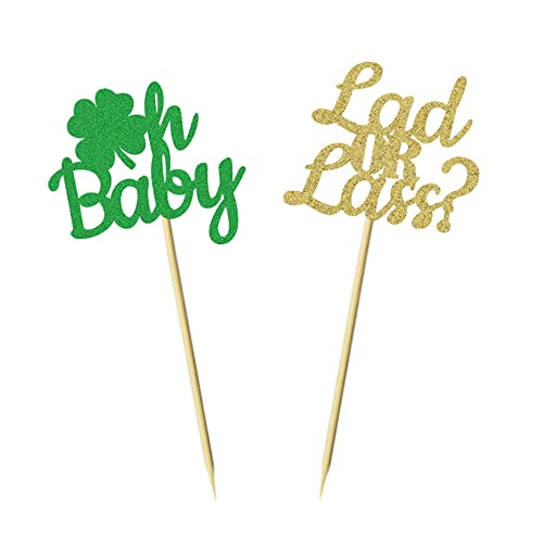 24 Pcs St. Patrick's Day Cupcake Toppers Oh Baby Gender Reveal Party Dessert Decoration Inserts Mgpferd #TOP4