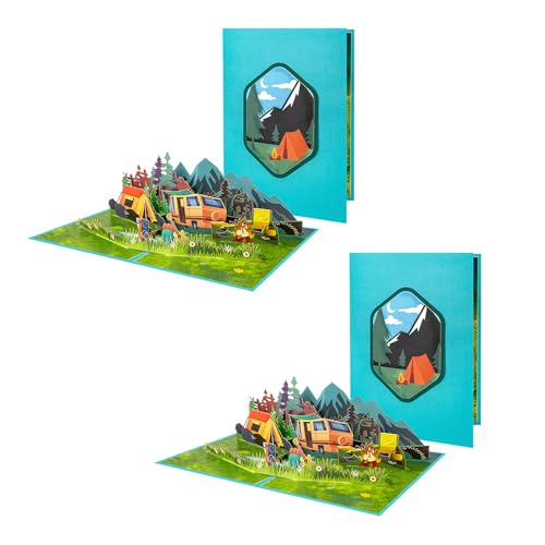 複雑な折りたたみ式の森林キャンプカード芸術的なキャンプランドスケープグリーティングカード旅行ギフトクリエイティブトラベルギフト