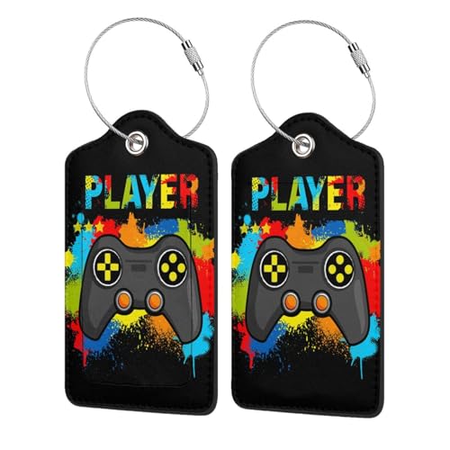 MOLAIGIN Colorful Gamepad & Leather Luggage Tags 2-Pack