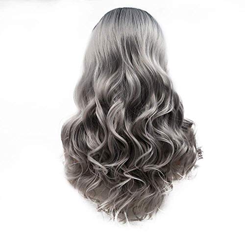 Perruque lace front grande vague grise ondulée cheveux longs - 4