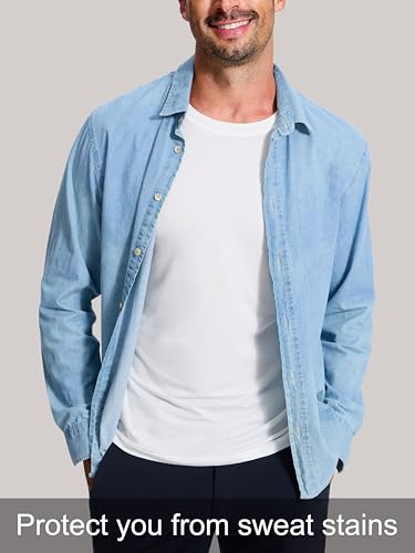 Men's Anti-Odor Sweatproof Undershirt - Sweat Pads Invisible Shirts for Suits Protect Slim Fit Tees White 1 Pack3