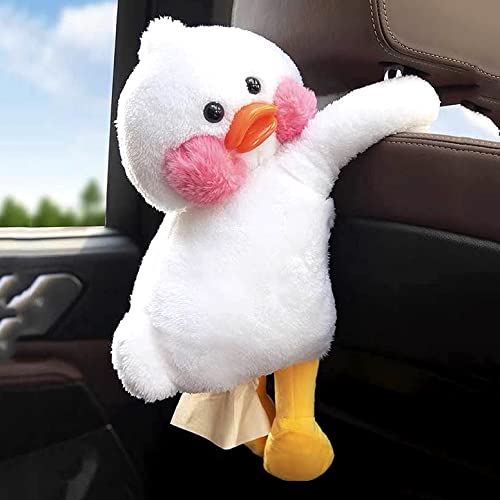 Cb Plush Tissue Holder Hanging Pouch Cute Cartoon Animals Paper Storage Tissue Tray Container Cover For Car, Home, Duckling #TOP3
