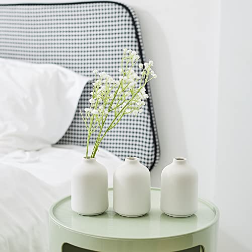 Small White Ceramic Vases Set 6 For Decor, Boho Bud Vases For Dry Flower, 4.1''H X 3''W White Ceramic Vases For Centerpieces, House Plants, Wedding, Home, Modern, Minimalist #TOP6