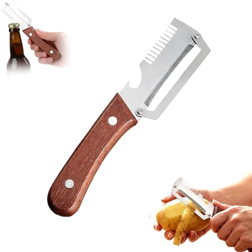 NEW Premium Vegetable Peeler with Wooden Handle and Bottle Opener: 2-in-1 Stainless Steel Kitchen Tool for Fruit Apple Potato Pumpkin Papaya 2Pcs product thumbnail 9